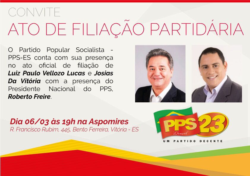 Roberto Freire em Vitória para filiação de Da Vitória e Luiz Paulo ao PPS