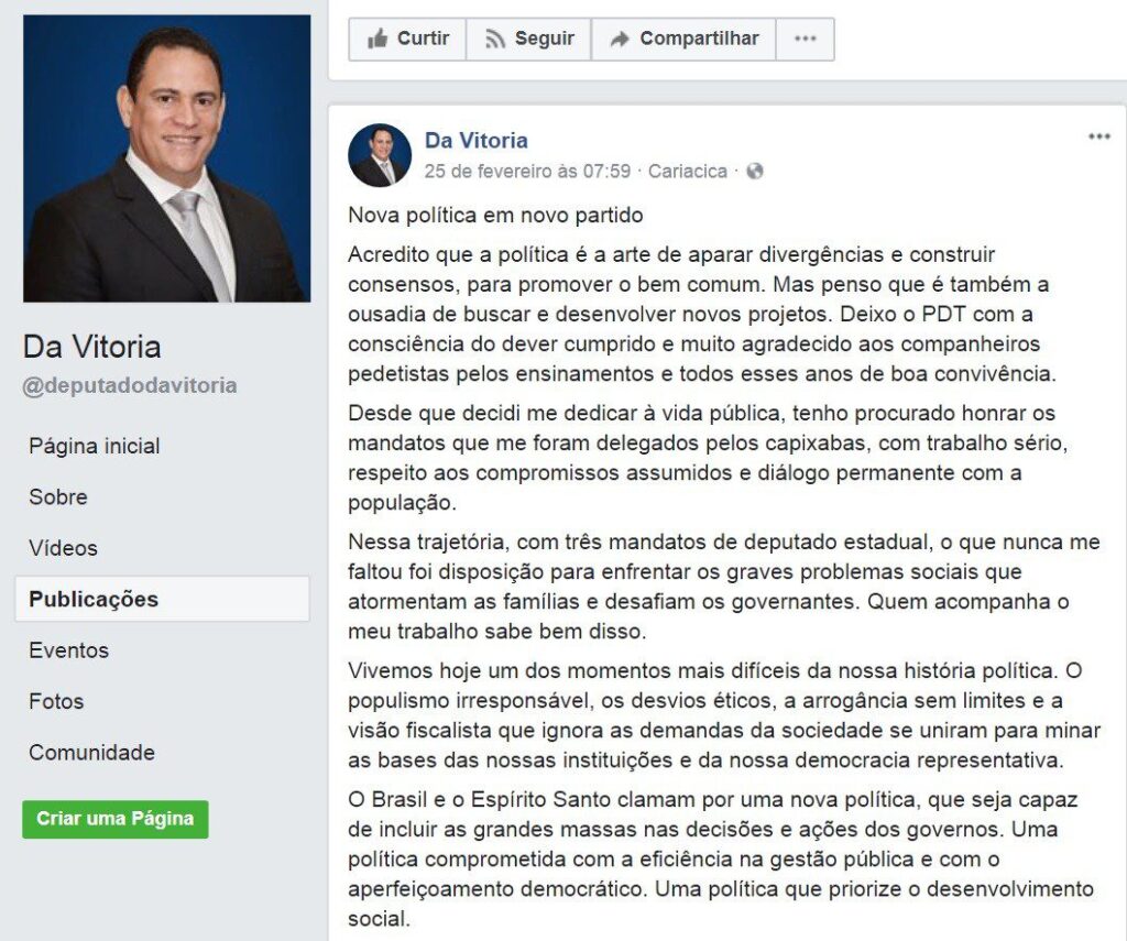 Roberto Freire em Vitória para filiação de Da Vitória e Luiz Paulo ao PPS