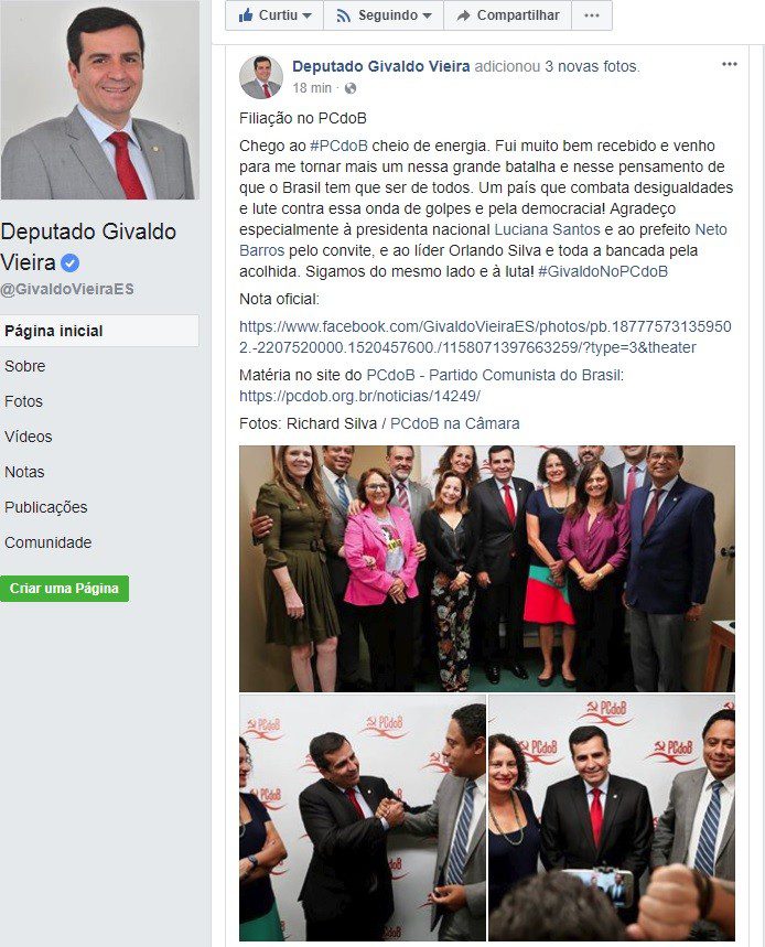 Givaldo Vieira sairá do PT e confirma filiação no PCdoB