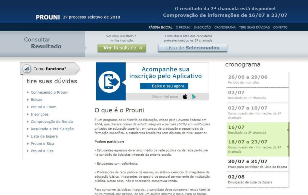 ProUni 2018: Resultado da segunda chamada está disponível