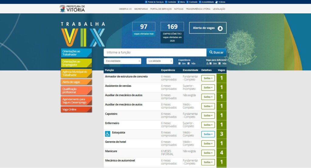 Trabalha Vix: site disponibiliza vagas de empregos