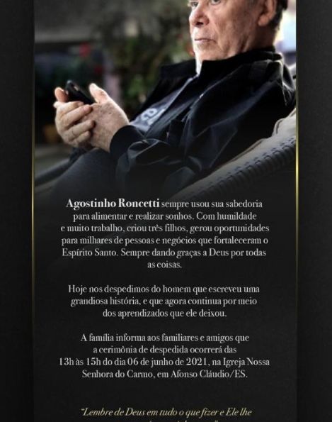 Morre Agostinho Roncetti, criador de rede de supermercados no ES
