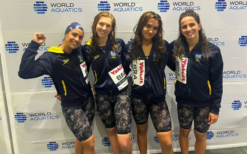 O Brasil terminou em oitavo lugar, com Natália Almeida, Gabrielle Roncatto, Maria Fernanda Costa e Stephanie Balduccini - Foto: CBDA