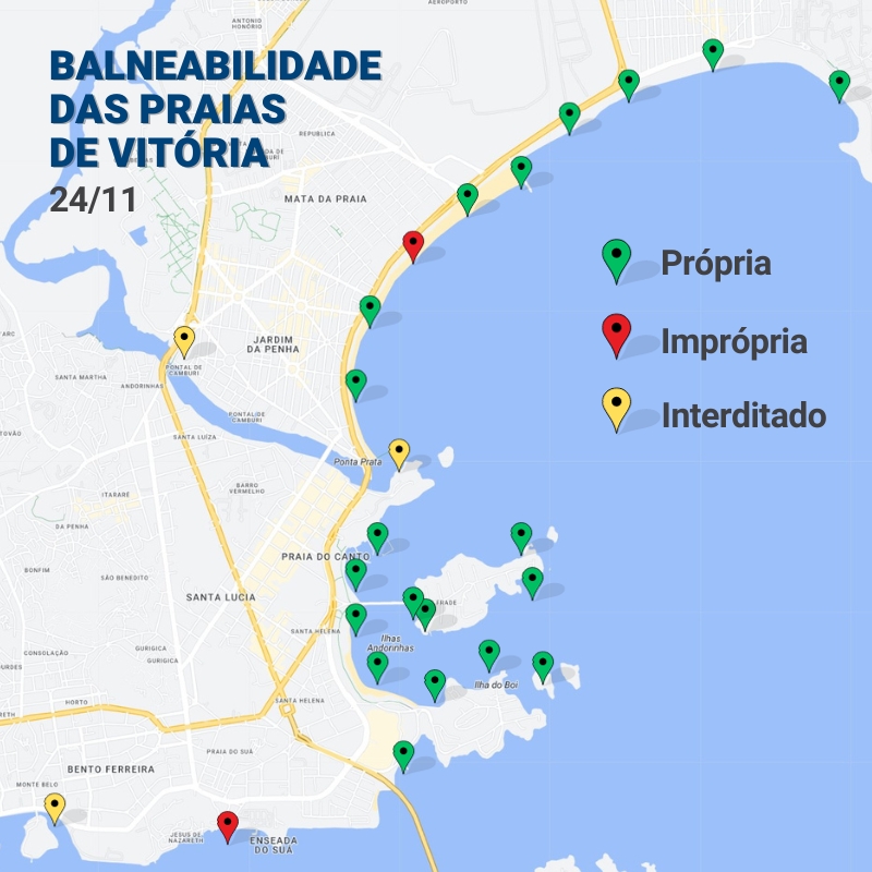 Grande Vitória tem 56 pontos próprios para banho