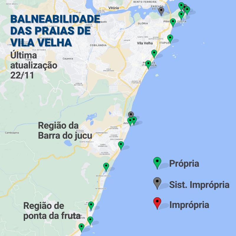 Saiba as Praias da Grande Vitória que estão aptas para banho