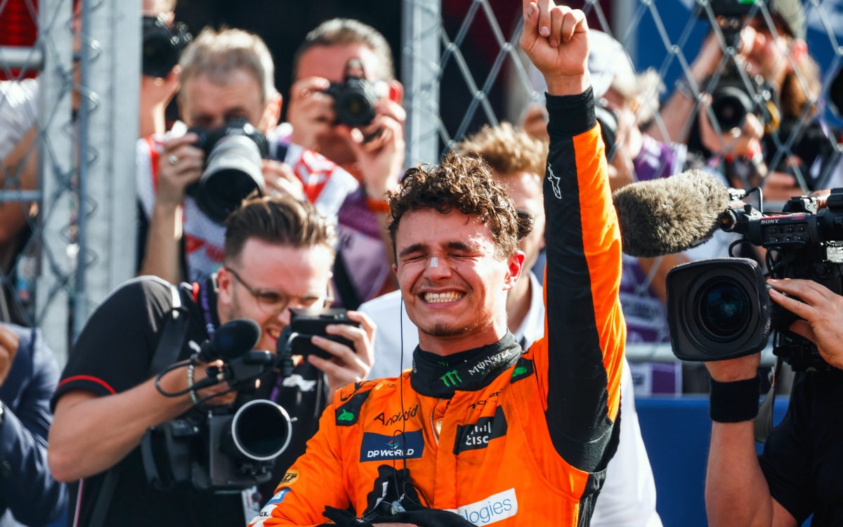 Lando Norris acaba com jejum, supera Verstappen no GP de Miami e vence pela 1ª vez na F-1 - Foto: Reprodução Twitter McLaren - @McLarenF1