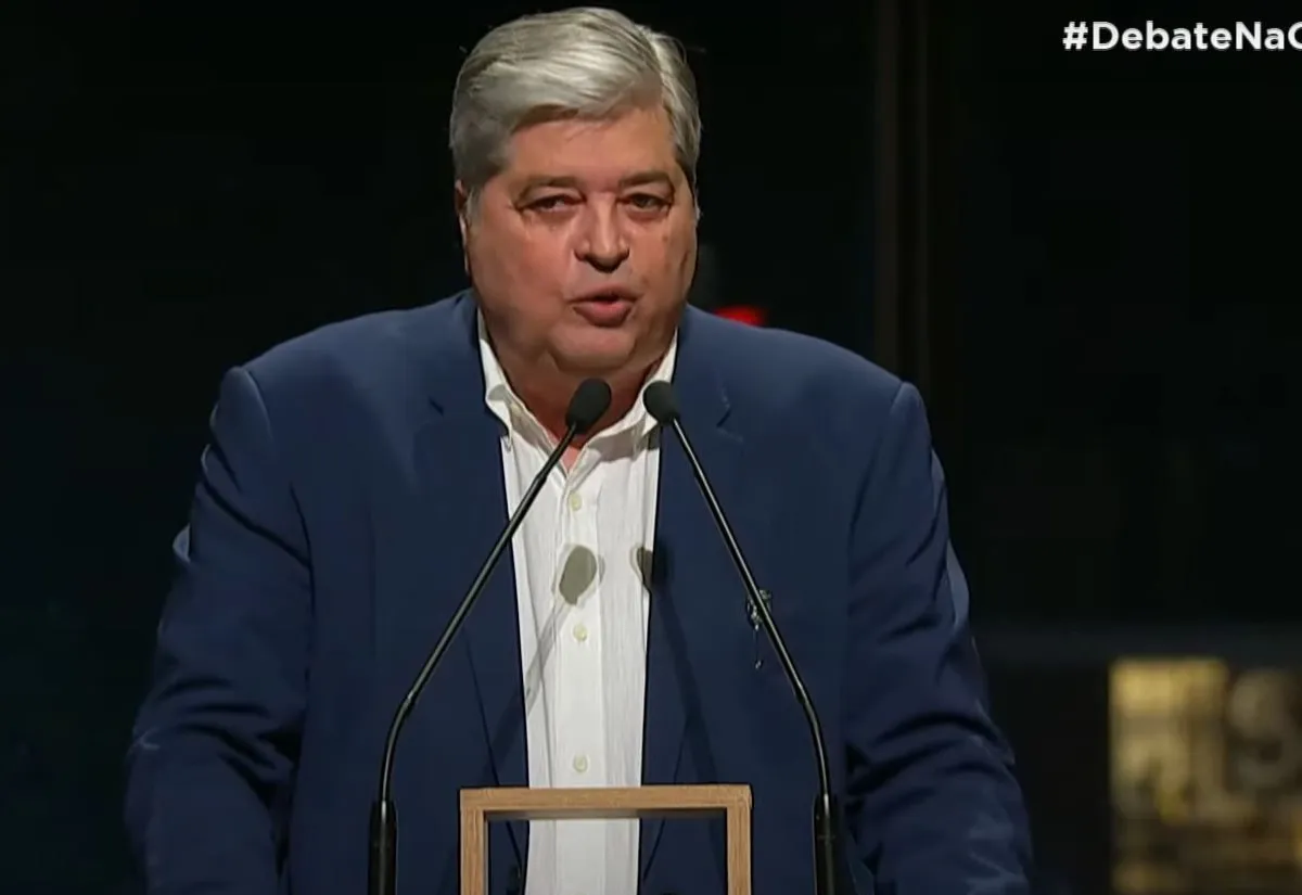 José Luiz Datena durante o debate da TV Cultura à Prefeitura de São Paulo. Foto: Reprodução/TV Cultura