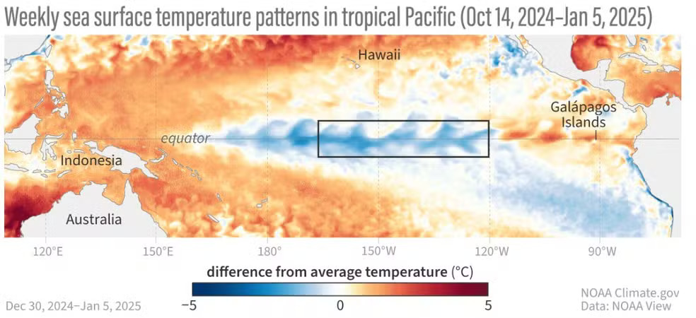 la niña deve ser mais fraco que o esperado Foto: NOAA