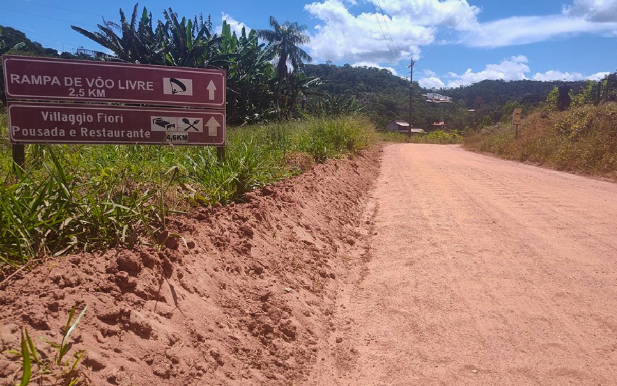 Pavimentação do Circuito Caravaggio, Santa Teresa, foi reiniciada. Foto: Seag/Governo do Estado