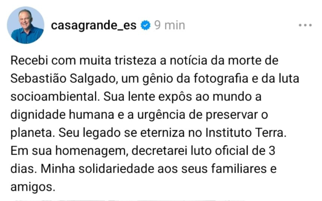 Capixabas relembram importância de Sebastião Salgado para o ES