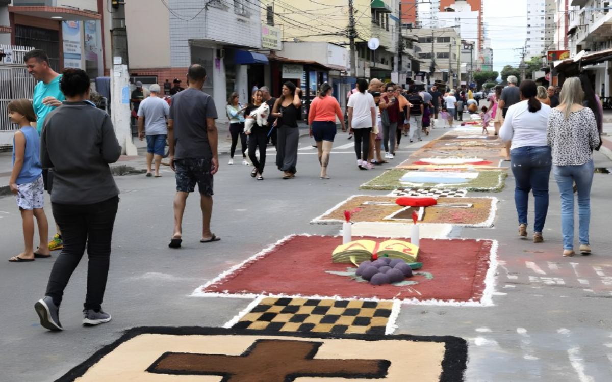 Tradicional tapete de Corpus Christi em Vila Velha. Foto: Alessandro Reis/Prefeitura de Vila Velha