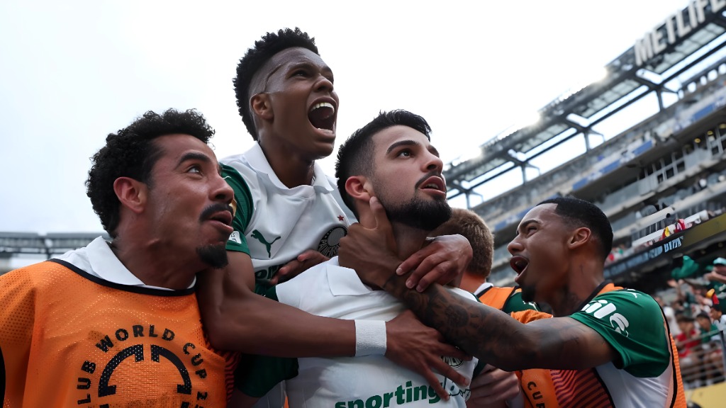 Flaco López comemora o gol feito durante a partida contra o Al Ahly. Foto: Cesar Greco/Palmeiras