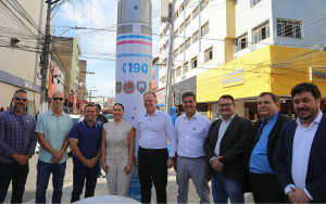 O governador Renato Casagrande participou do lançamento do Totem de Segurança em Cariacica. Foto: Governo do ES