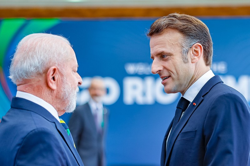 Lula e Macron debatem impacto de tarifas dos EUA no Brasil. Presidentes abordam recurso à OMC, avanço em acordos Mercosul-UE. Foto: Ricardo Stuckert / PR- Fotos Públicas