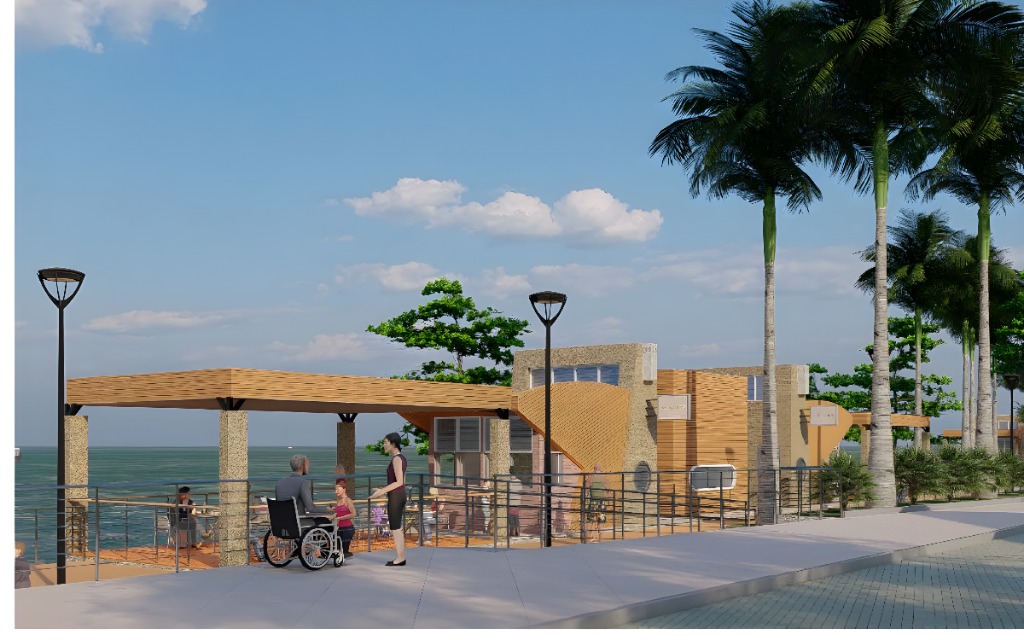 Imagem de como ficará os quiosques na orla de Ubú. Foto: Prefeitura de Anchieta