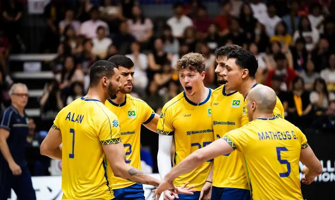 Seleção Brasileira de vôlei masculino venceu a Eslovênia por 3 sets a 1. Foto: Divulgação/Volleyball World