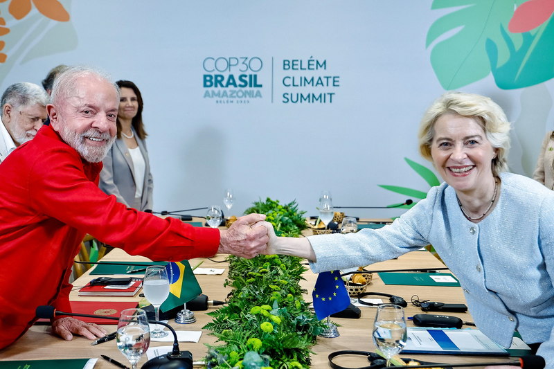 Líder da Comissão Europeia, Ursula Von der Leyen, defende transição limpa como motor de crescimento e inovação - Foto: Ricardo Stuckert / PR