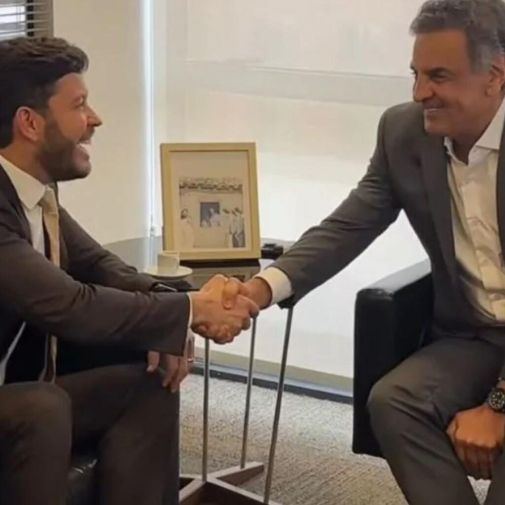 Arnaldinho e Aécio Neves se reúnem em Brasília para discutir possível filiação do prefeito ao PSDB. Foto: Divulgação
