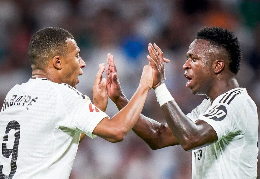 Vini Jr vira destaque no Real Madrid, ganhando elogios de Mbappé após performance decisiva na Champions League - Foto: Reprodução