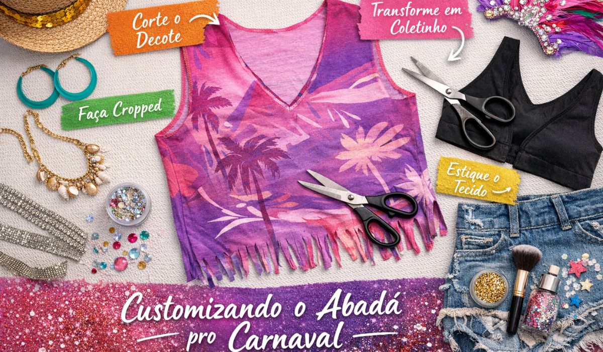 A consultora de Moda e Imagem, Carol Falcão ensina como customizar os abadás de forma rápida e simples. Foto: IA