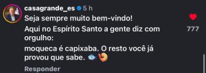 Influencer dos EUA viraliza ao comer moqueca capixaba no ES