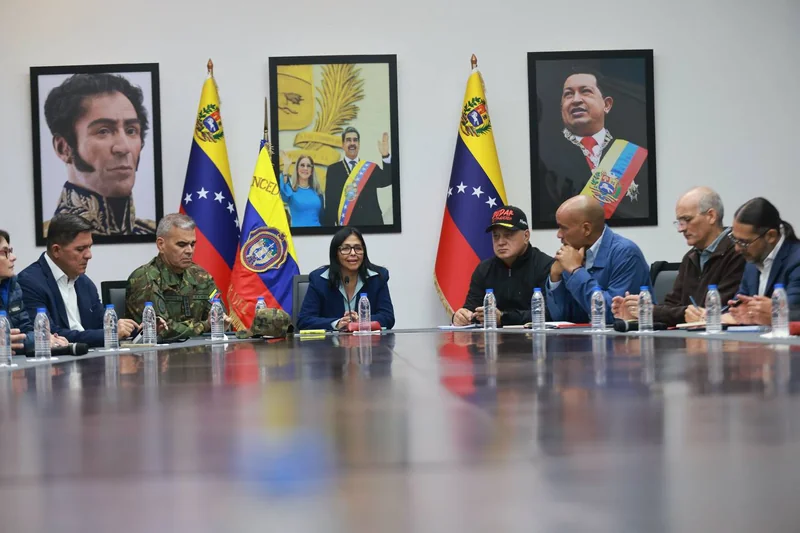 Nova liderança interina da Venezuela após a captura de Nicolás Maduro.