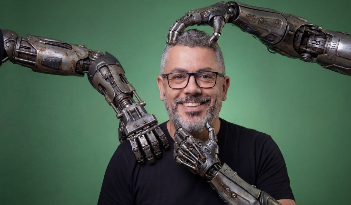 Bruno Hilel, especialista em inteligência artificial criativa, alerta sobre os riscos de deepfakes e demonstra como golpes digitais podem enganar usando IA. Foto: divulgação