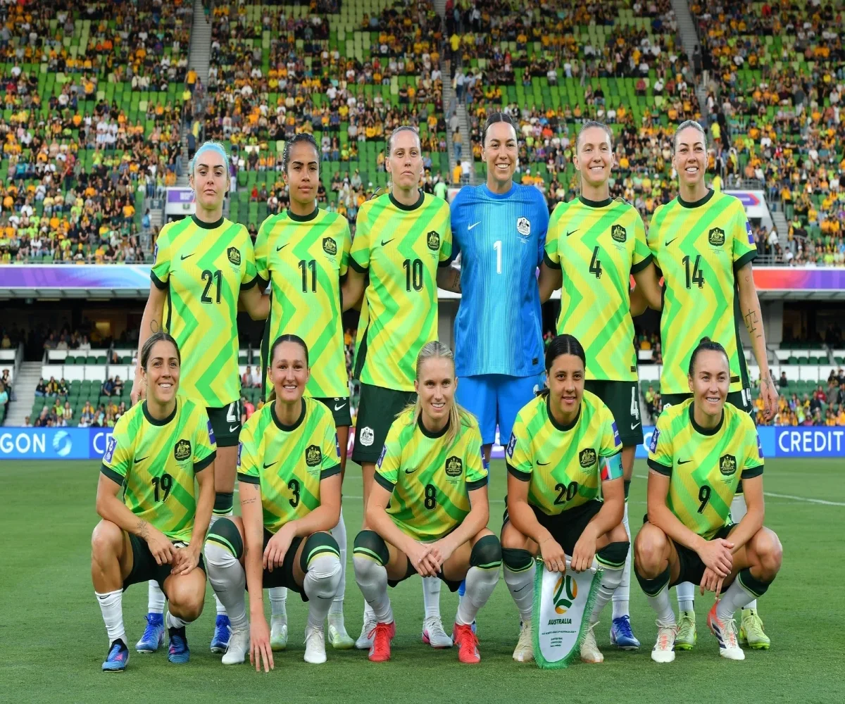 Seleção da Austrália comemora vitória sobre a Coreia do Norte na Copa Asiática Feminina. Foto: Reprodução/X @TheMatildas