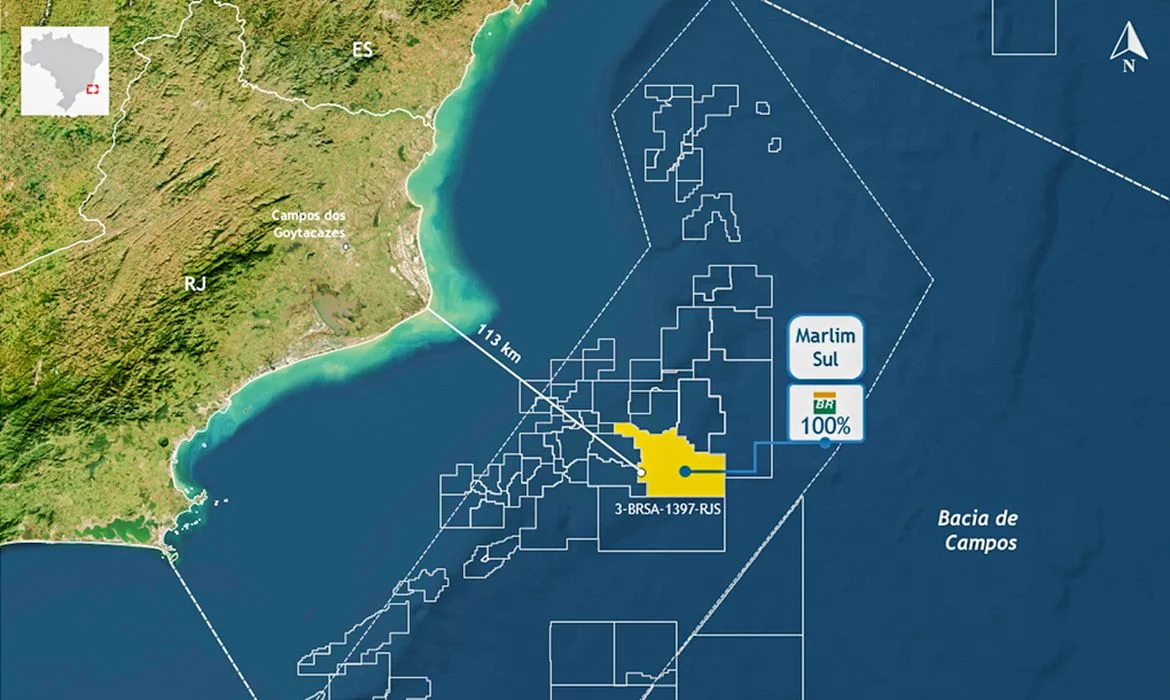 Petrobras descobre petróleo em poço no campo de Marlim Sul, Bacia de Campos.