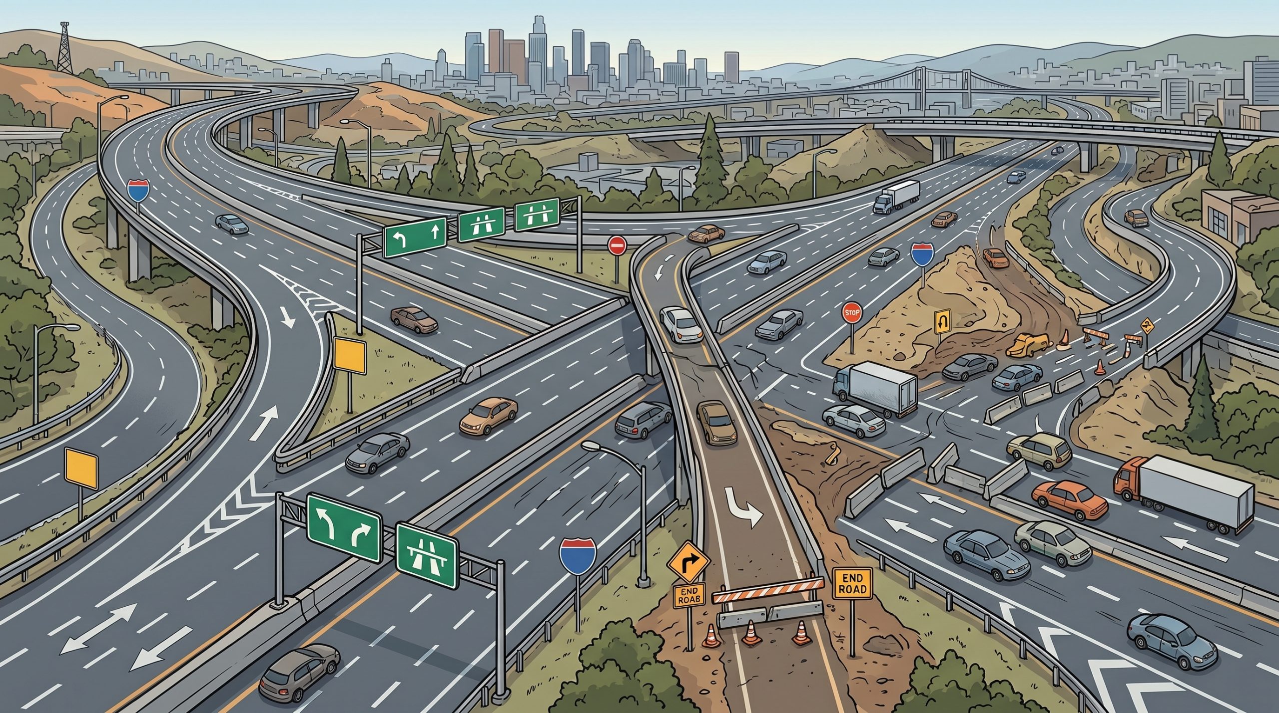 Quando a rodovia cruza a cidade