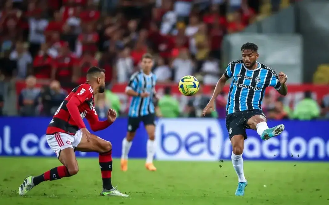 Partida entre Grêmio e Flamengo na Arena do Grêmio em Porto Alegre.