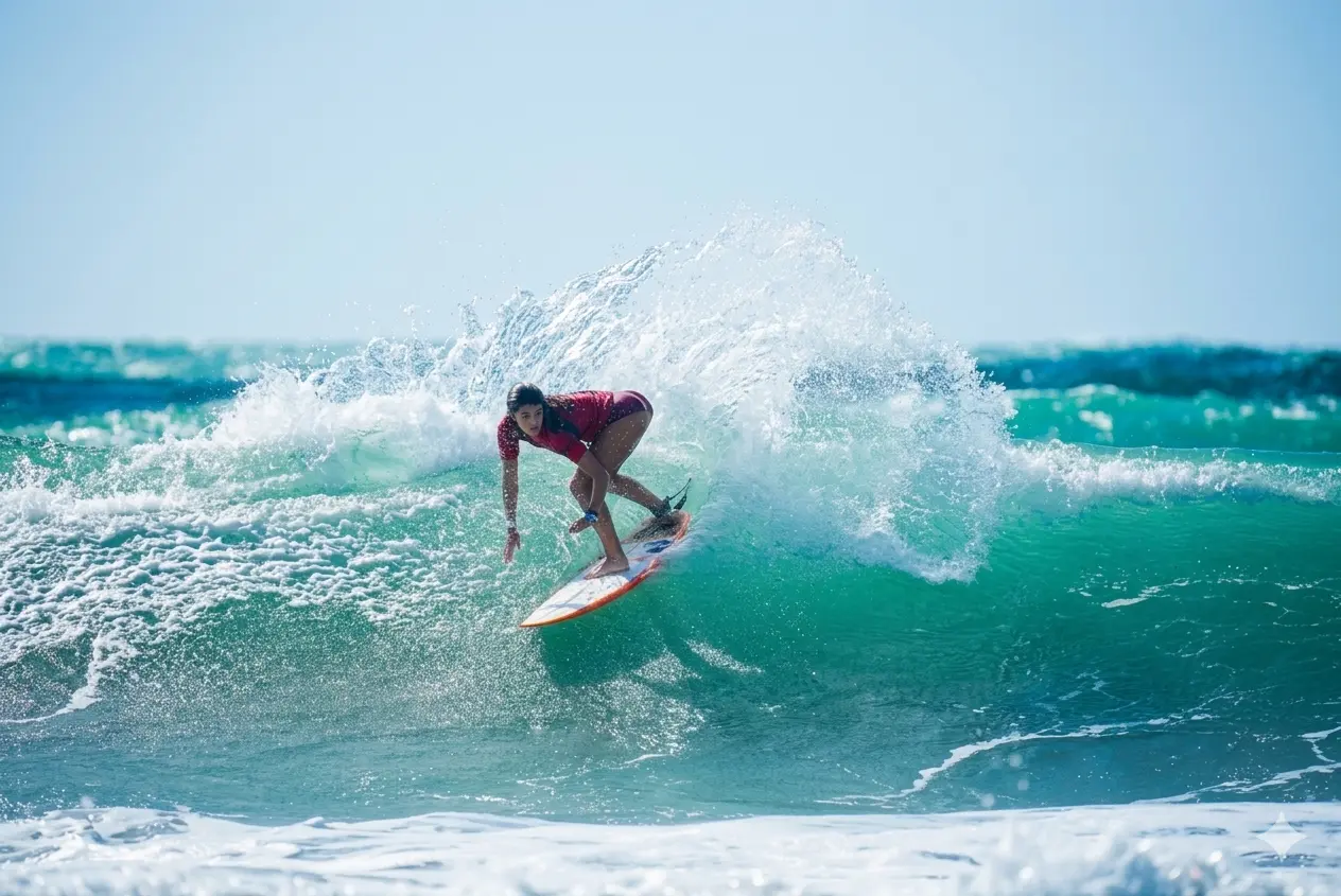 Surfista Alice Pitanga participa da competição na Praia de Carapebus, Espírito Santo.