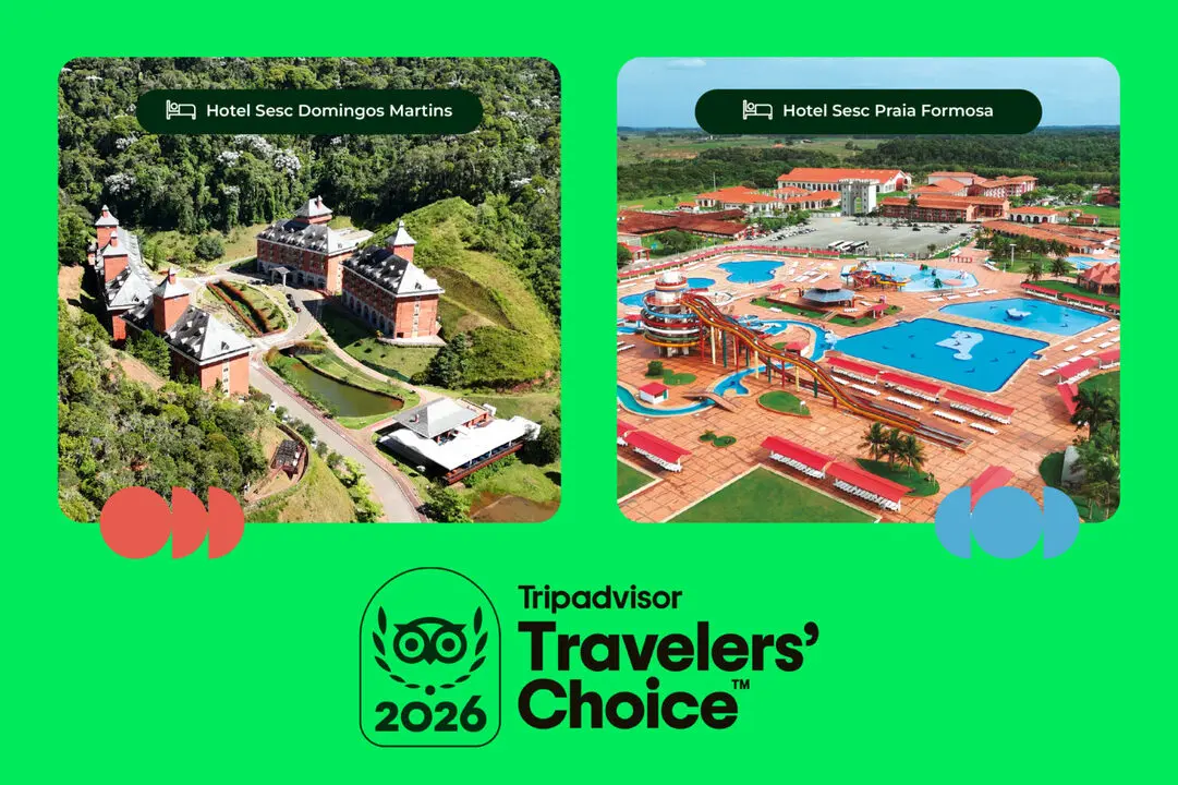 Sesc Domingos Martins e Praia Formosa recebem selo Travellers' Choice do Tripadvisor.